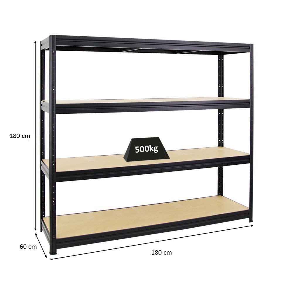 PROREGAL® Schwerlastregal Robustes Steckregal Lastenregal DINO mit 4 stabilen Fachböden, 4 Ebenen Steckmontage ohne Werkzeug hohe Belastbarkeit