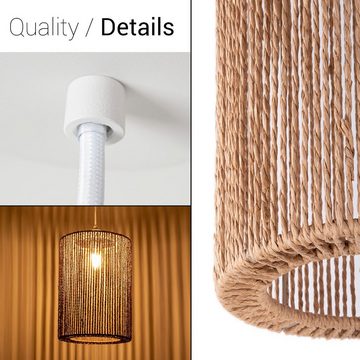 Paco Home Pendelleuchte Hugo Ricarda, ohne Leuchtmittel, Wohnzimmer Esszimmer Rattan Optik Boho Lampenschirm Papier Rund