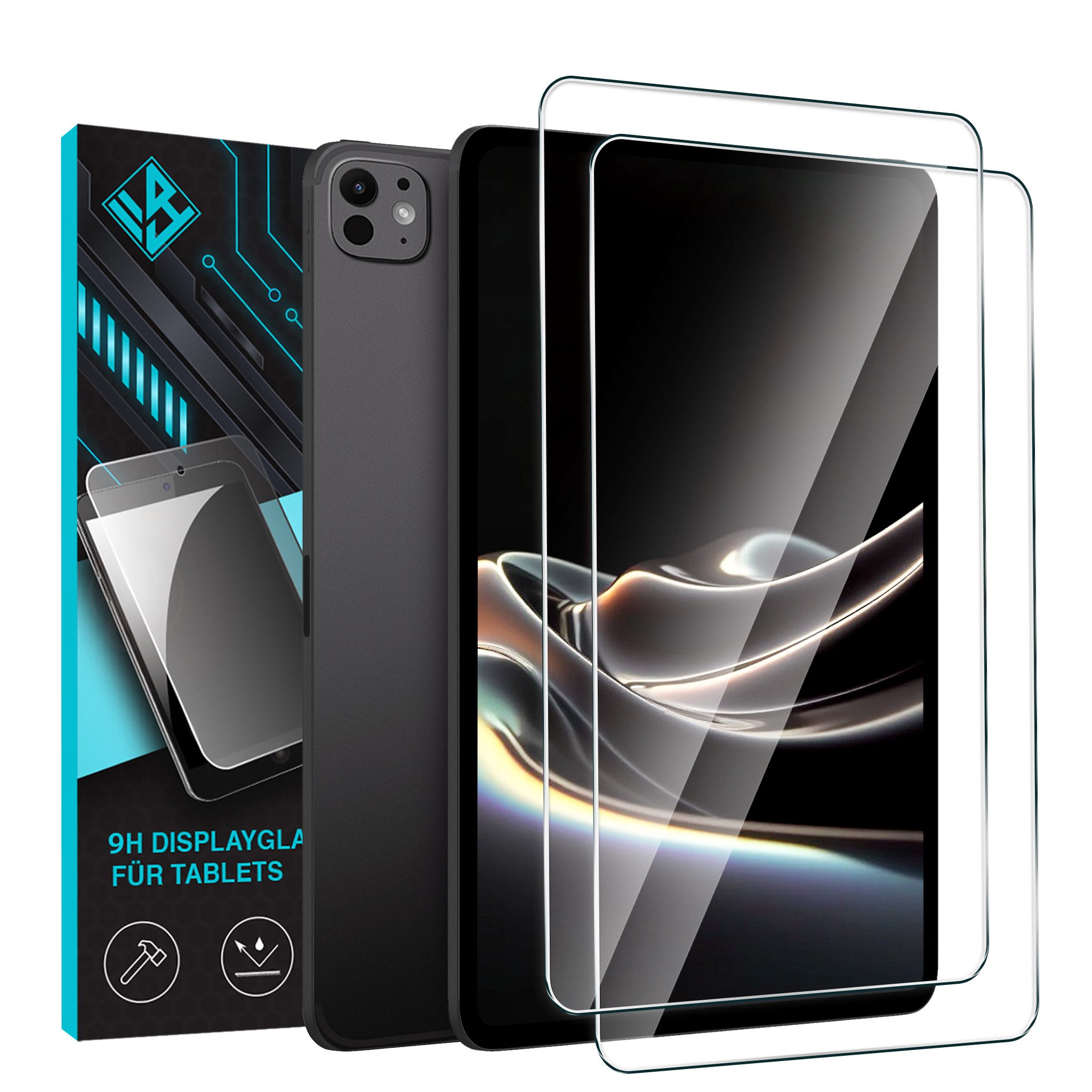 Tec-Expert Displayschutzglas 2x 9H Displayglas für Apple iPad Pro 7. Gen 11 für Apple iPad Pro 7. Gen 11, 2 Stück, Displayschutz, Schutzglas, Bildschirmschutz, kratz- & stoßfest