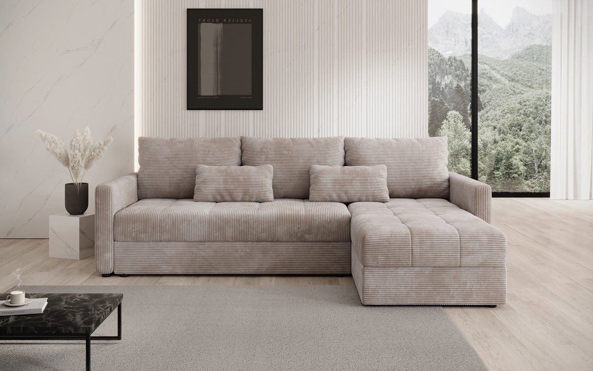 Luxusbetten24 Schlafsofa Designer Sofa Roma in Cord, mit Stauraum und Schlaffunktion