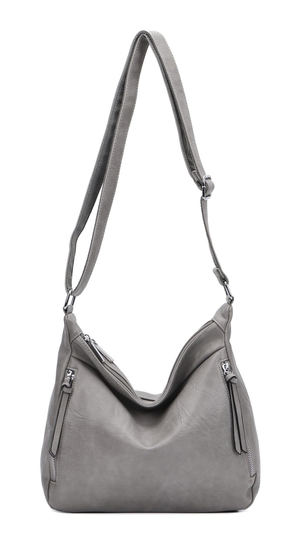 ITALYSHOP24 Schultertasche Damen Tasche Shopper Crossbody Handtasche Umhängetasche Beuteltasche, CrossOver Damentasche Hobo Bag Henkeltasche Reisetasche Leder Optik