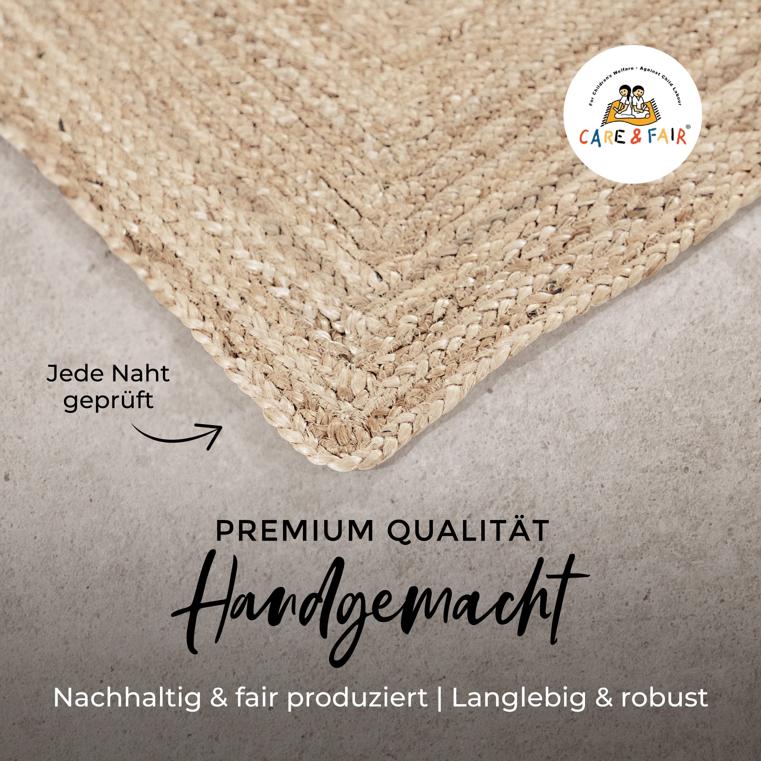 carpetfine Teppich Nele Juteteppich Naturfaser, rechteckig, Höhe: 6 mm, geflochtener Wendeteppich aus 100% Jute, quadratisch und als Läufer – Bild 5 von 5