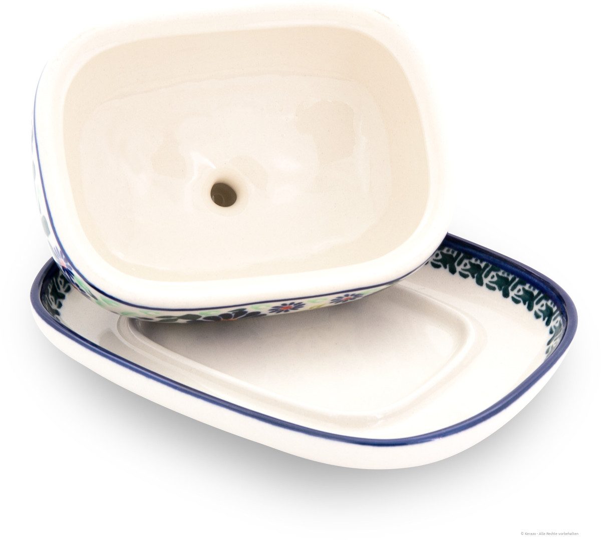 Bunzlauer Keramik Butterdose kleine Bunzlauer Keramik Butterdose für 125g (1/2 Butter)oval DekDU126, Keramik