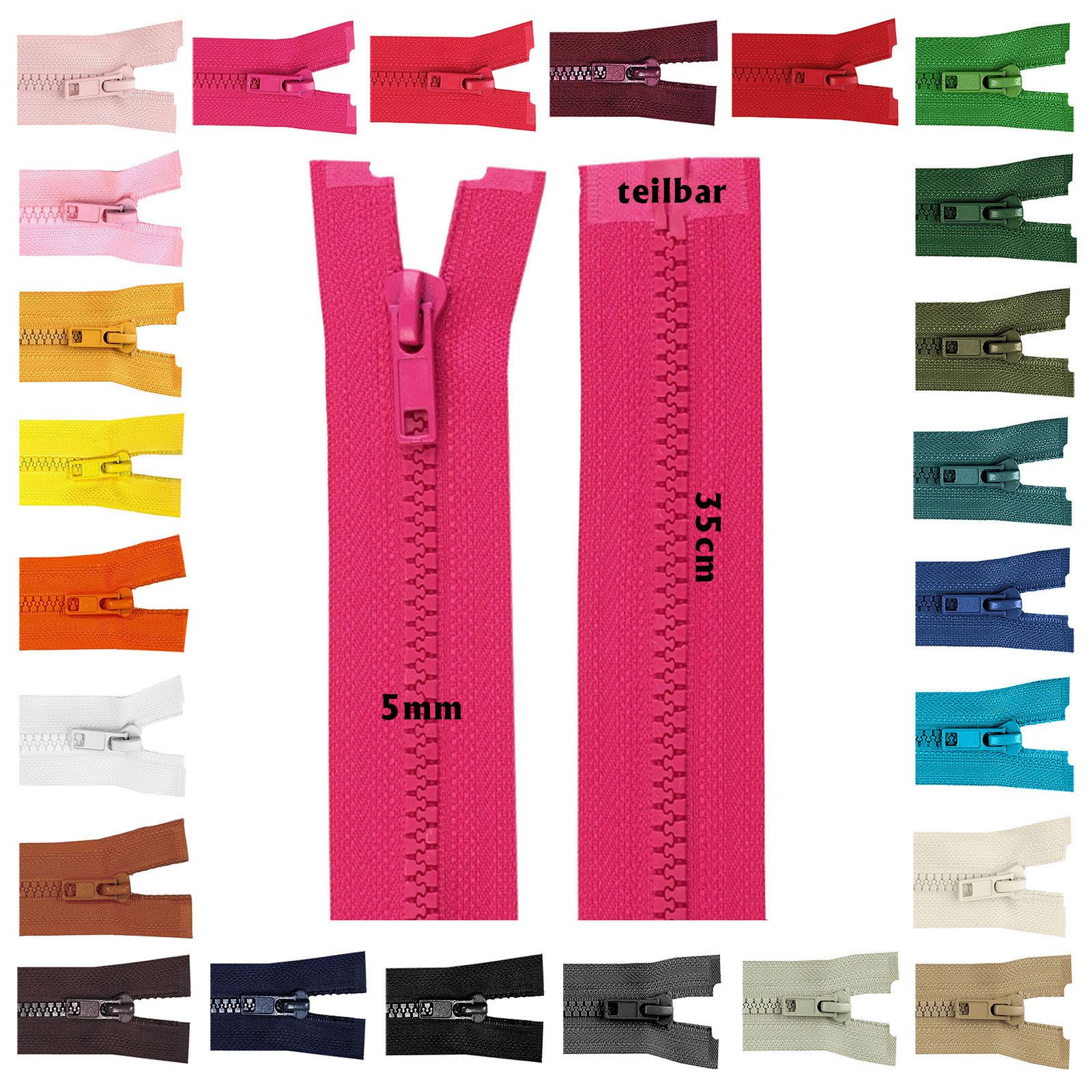 maDDma Reißverschluss 1 Reißverschluss Kunststoff-Profil 5mm 35cm Profilreißverschluss, grau