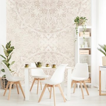 Bilderdepot24 Mustertapete Spirituell Mandala Aquarell Ornament Muster beige Muster Wanddeko, Glatt, Matt, (Inklusive Gratis-Kleister oder selbstklebend), Wohnzimmer Schlafzimmer Küche Flur gemusterte Vliestapete Wandtapete