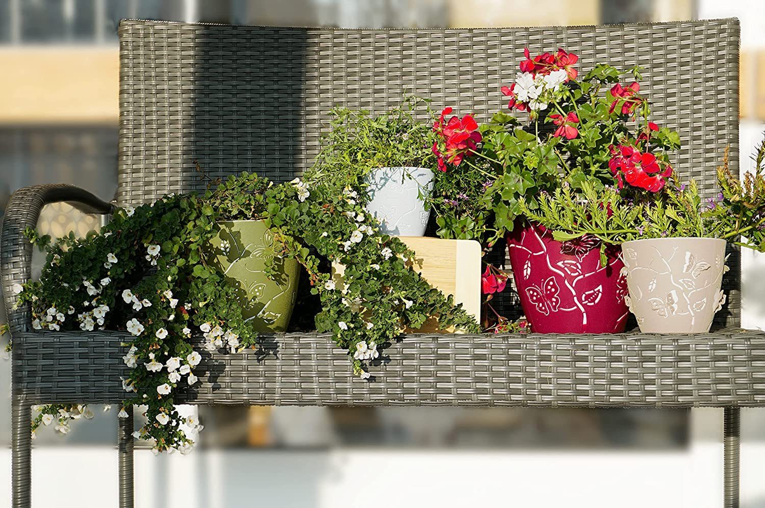 gestaffelten 4 Lashuma Größen, außen und Blumenschalen 4 Grün (Set, Pflanzgefäße St), für aus innen Blumentopf