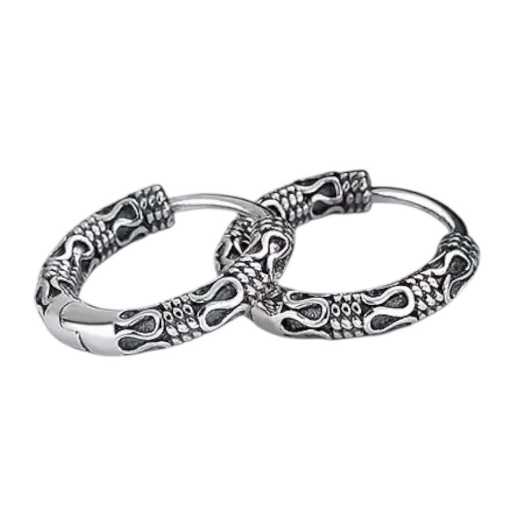 Taffstyle Paar Creolen Tribal Ohrringe Chirurgenstahl Unisex Creolen Biker Vintage Style 15mm (Markante Creolen im Tribal Vintage Design aus Chirurgenstahl – robust, rockig, edel)