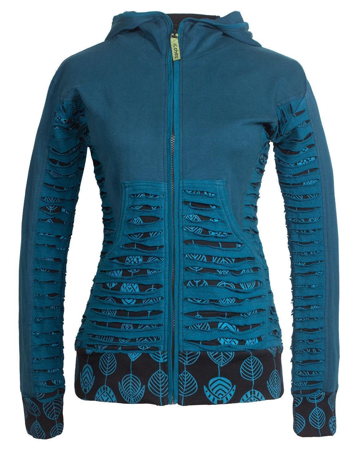 Vishes Kapuzensweatjacke Bedruckte Hoodie Kapuzenjacke Kangurutasche günstig online kaufen