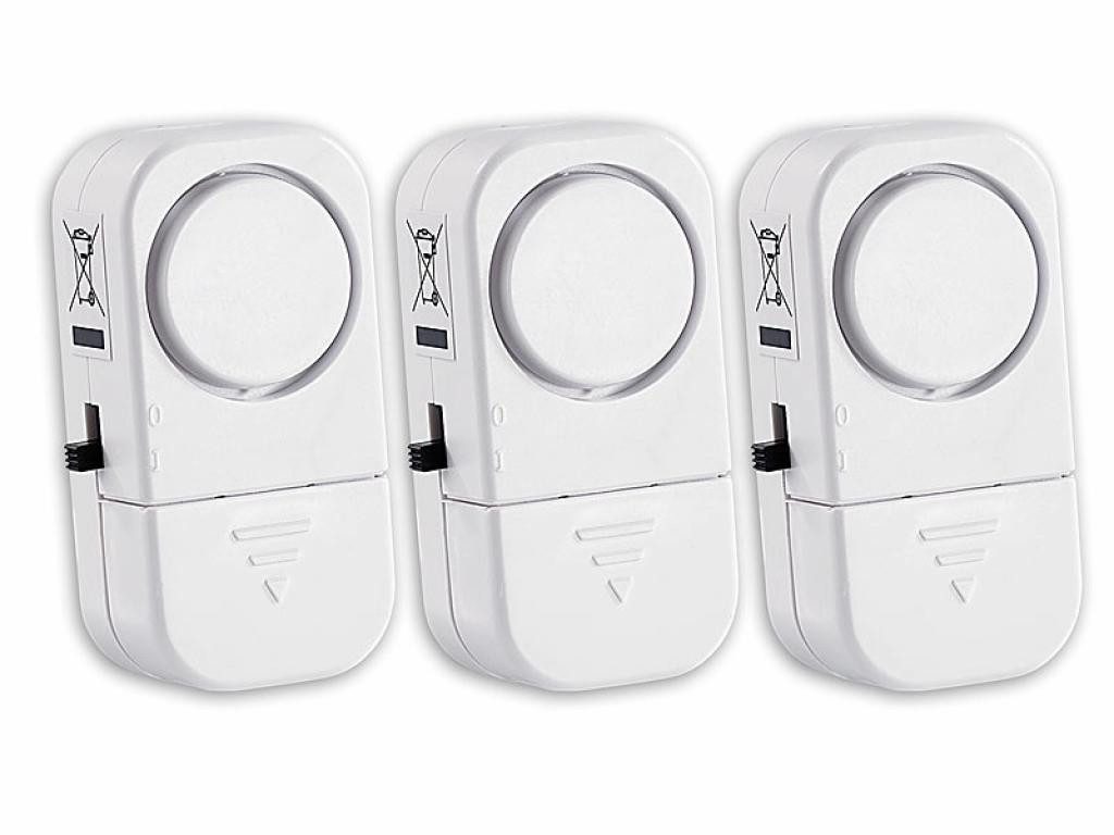 VisorTech 3er Set Fenster Alarmanlage, Alarmanlagen für Fenster und Türen Alarmanlage (Mit Ein/Aus-Schalter)