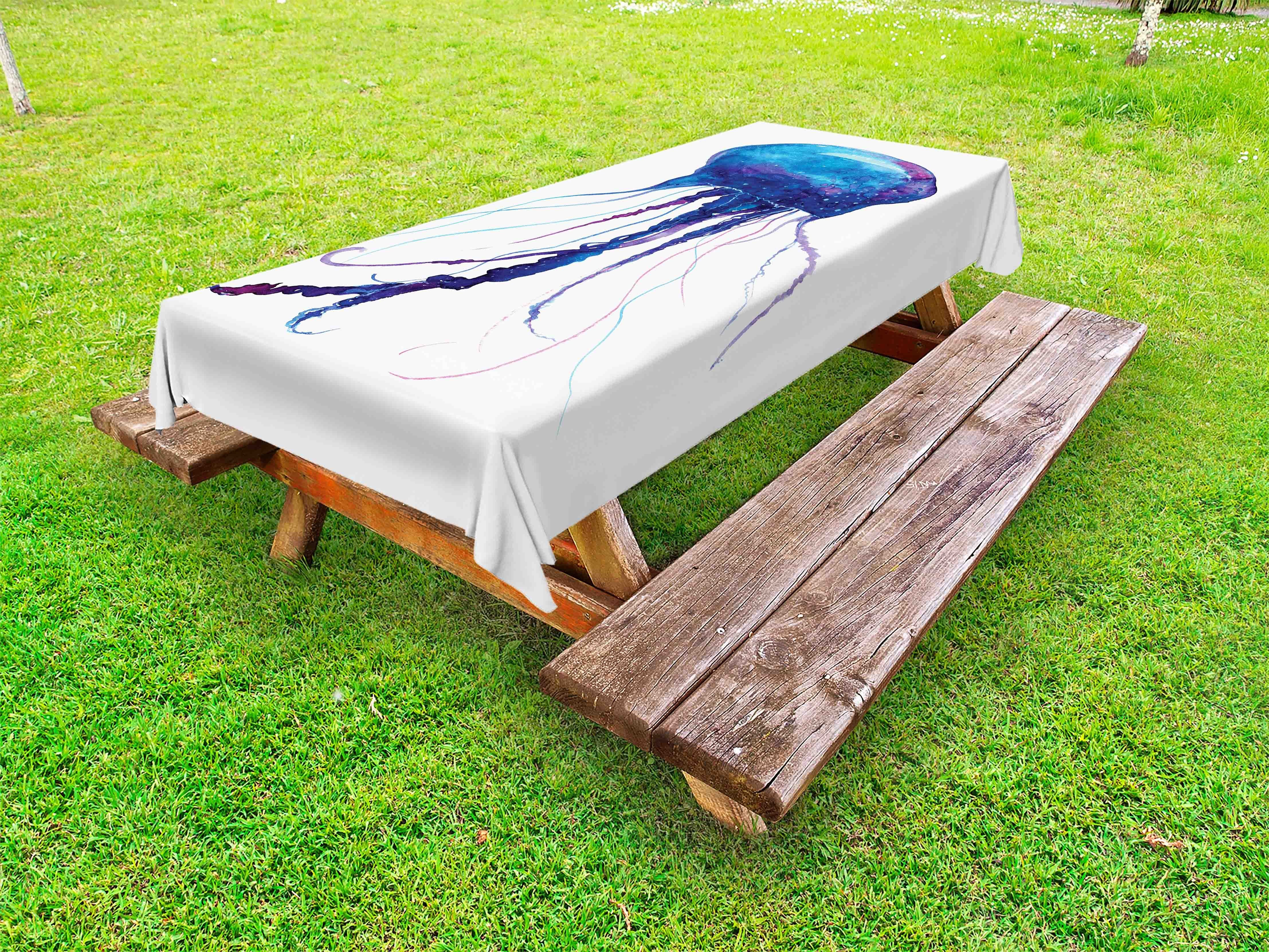 Abakuhaus Tischdecke dekorative waschbare Picknick-Tischdecke, Aqua Quallen Aquatic Creature