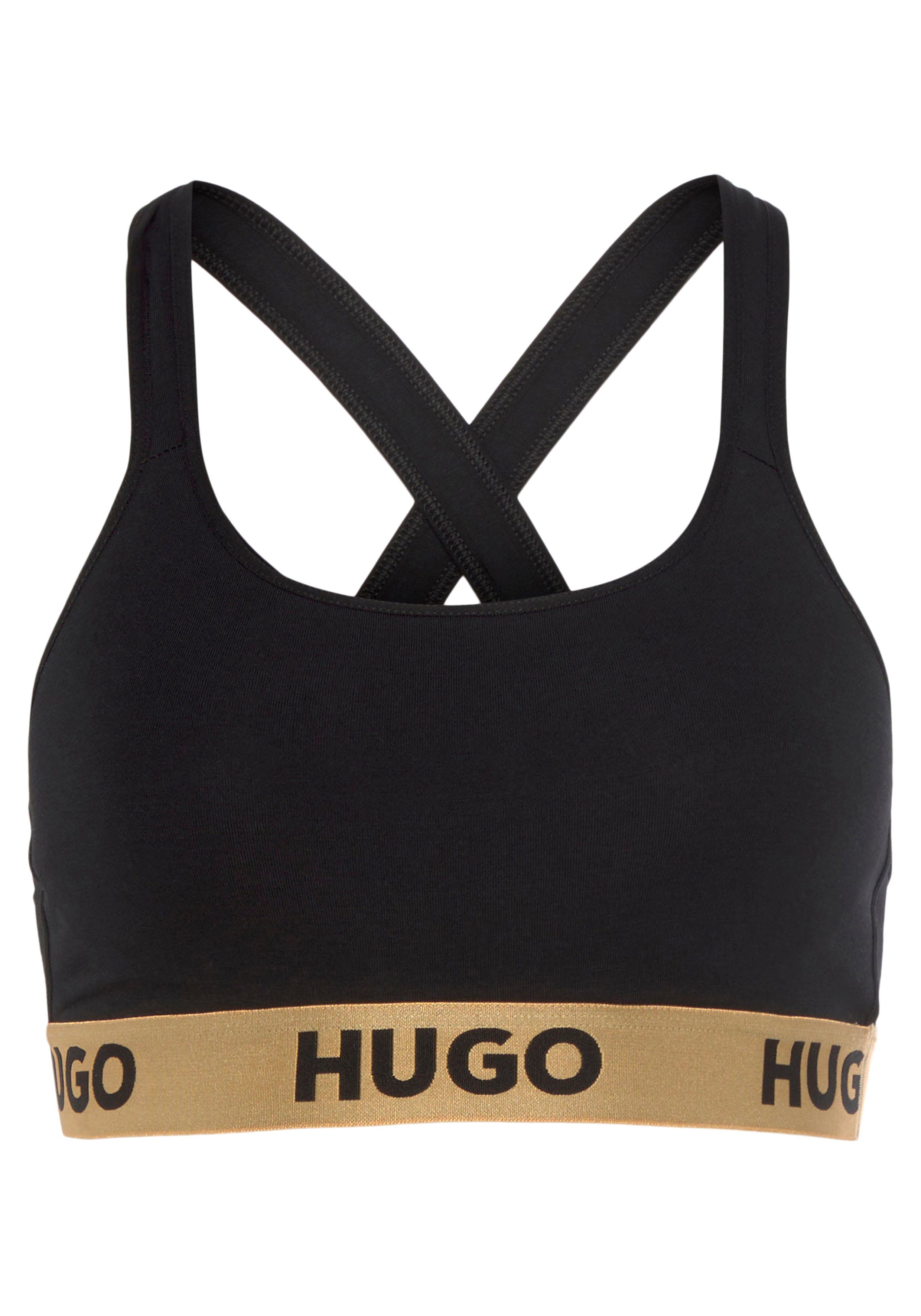 Bralette-BH HUGO Logo mit HUGO auf BRALETTE Bund Black003 PADDED SPOR dem