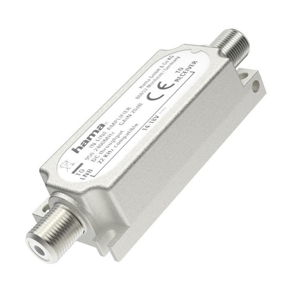 Hama 00205233 sat-inline-verstärker 20db silber für satellitenempfang Verstärker (20 W, 20dB Verstärkung)