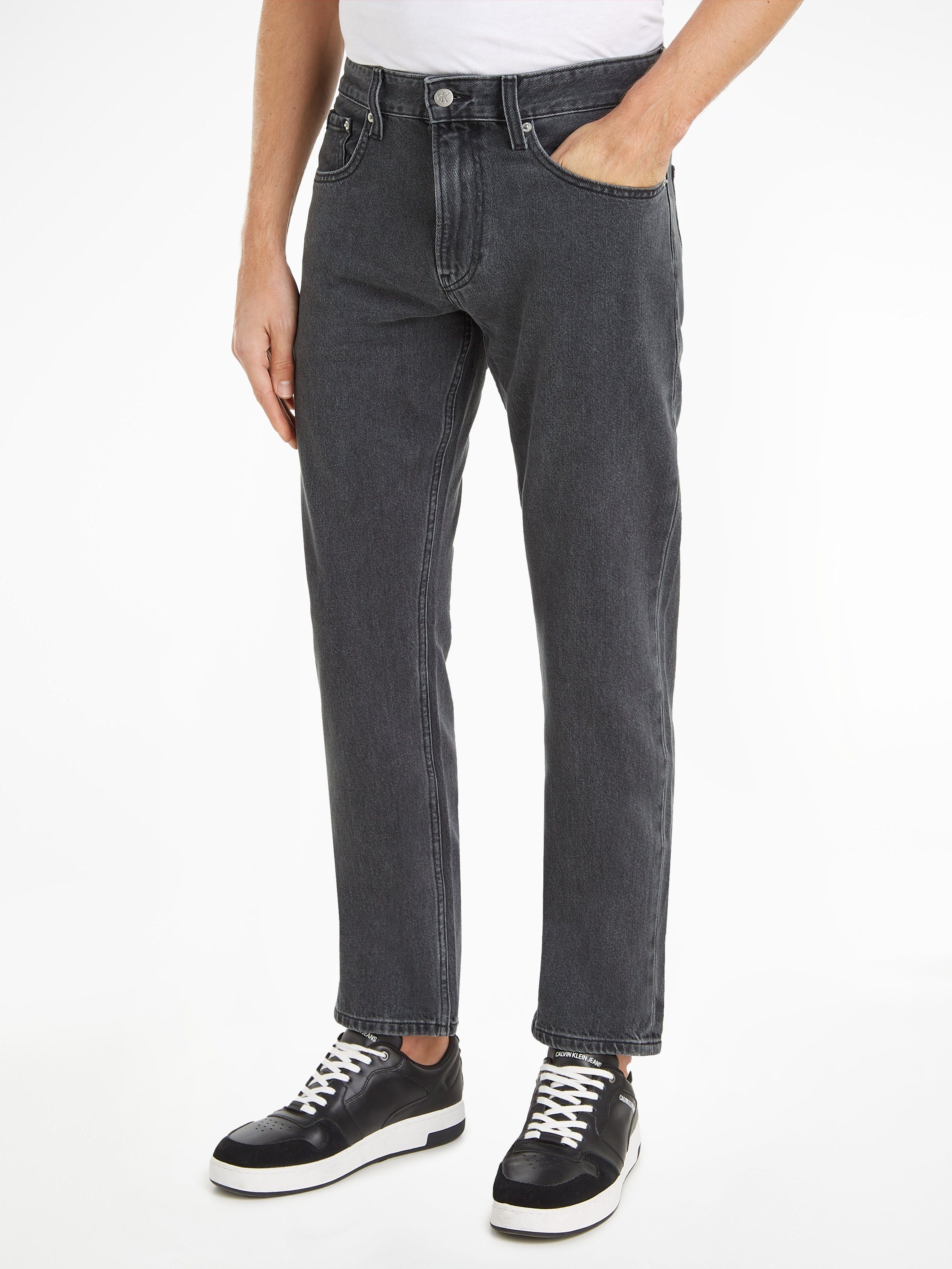 Jeans STRAIGHT AUTHENTIC Logo-Badge Klein Calvin mit Straight-Jeans