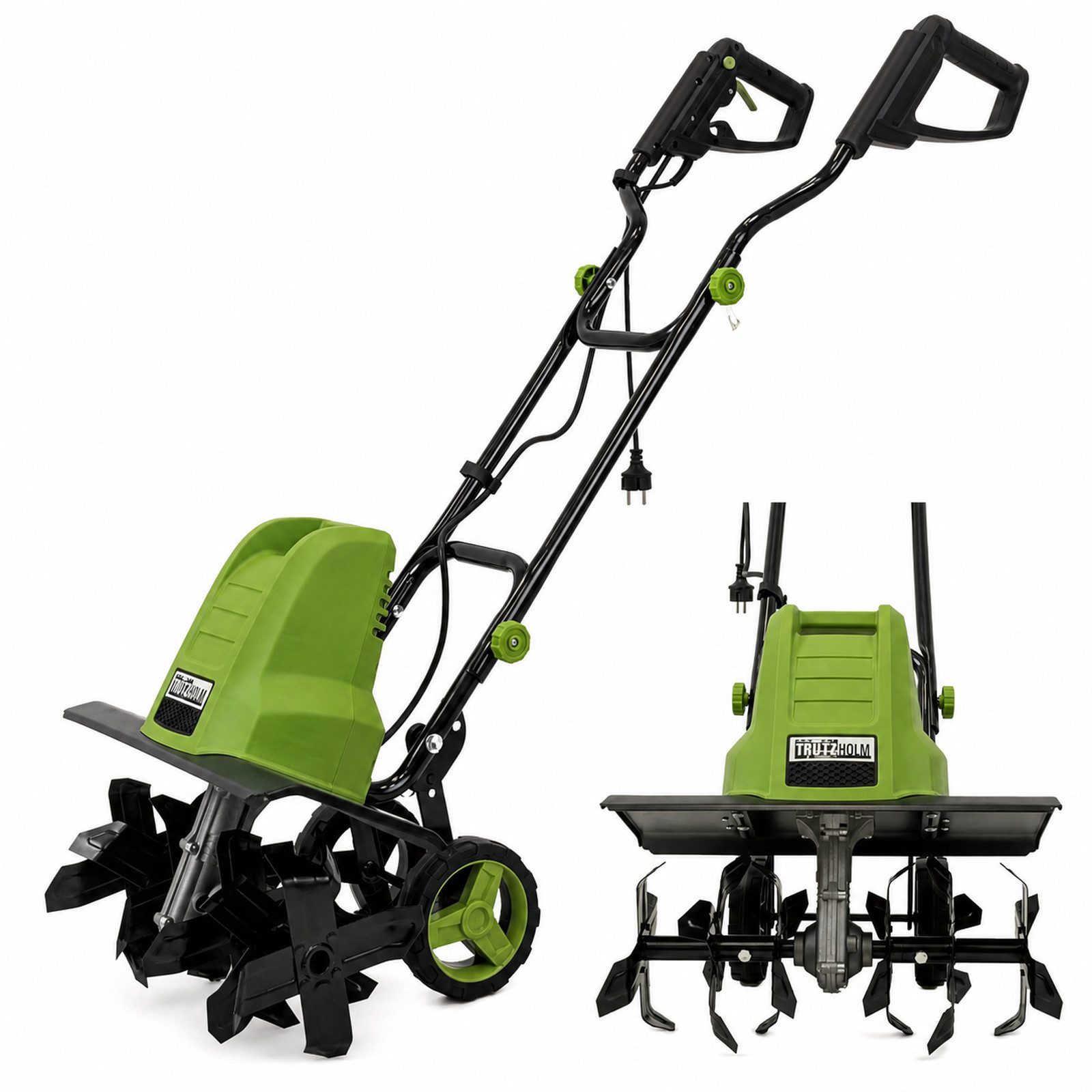 TRUTZHOLM Gartenhacke Motorhacke 24 Hackmesser 1500W Bodenhacke Transporträder klappbar, 45 cm Arbeitsbreite, Artikel, 1 St., Ergonimisches Design