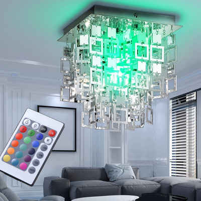 etc-shop LED Deckenleuchte, Leuchtmittel inklusive, Warmweiß, Farbwechsel, Decken Hänge Leuchte Fernbedienung Beleuchtung Luster im Set