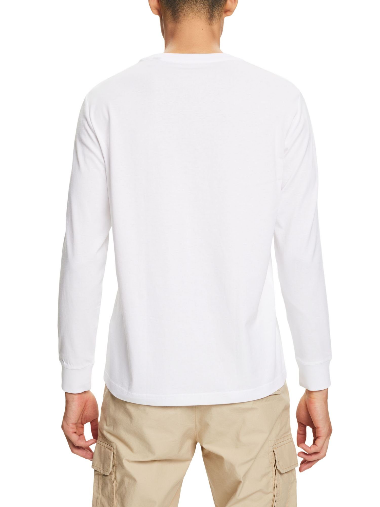 Esprit Langarmshirt aus Baumwolle WHITE Jersey, Langarm-Top % 100 (1-tlg)