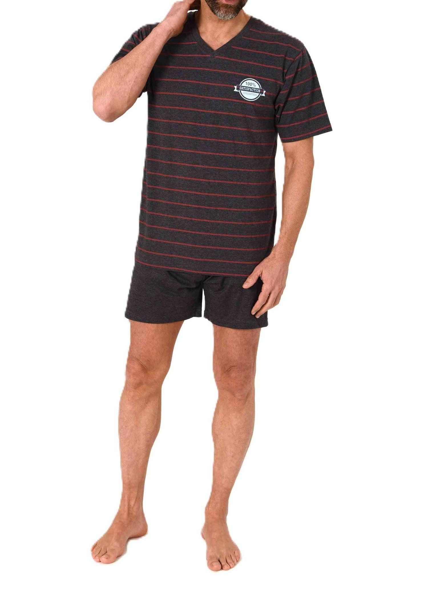 Normann Pyjama Normann Herren kurzarm Schlafanzug Shorty Pyjama in Streifenoptik – Bild 2 von 4