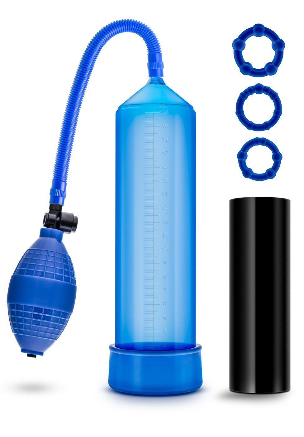 blush NOVELTIES Penispumpe Quicke Kit: Penispumpe, Masturbator und Penisringe - blau