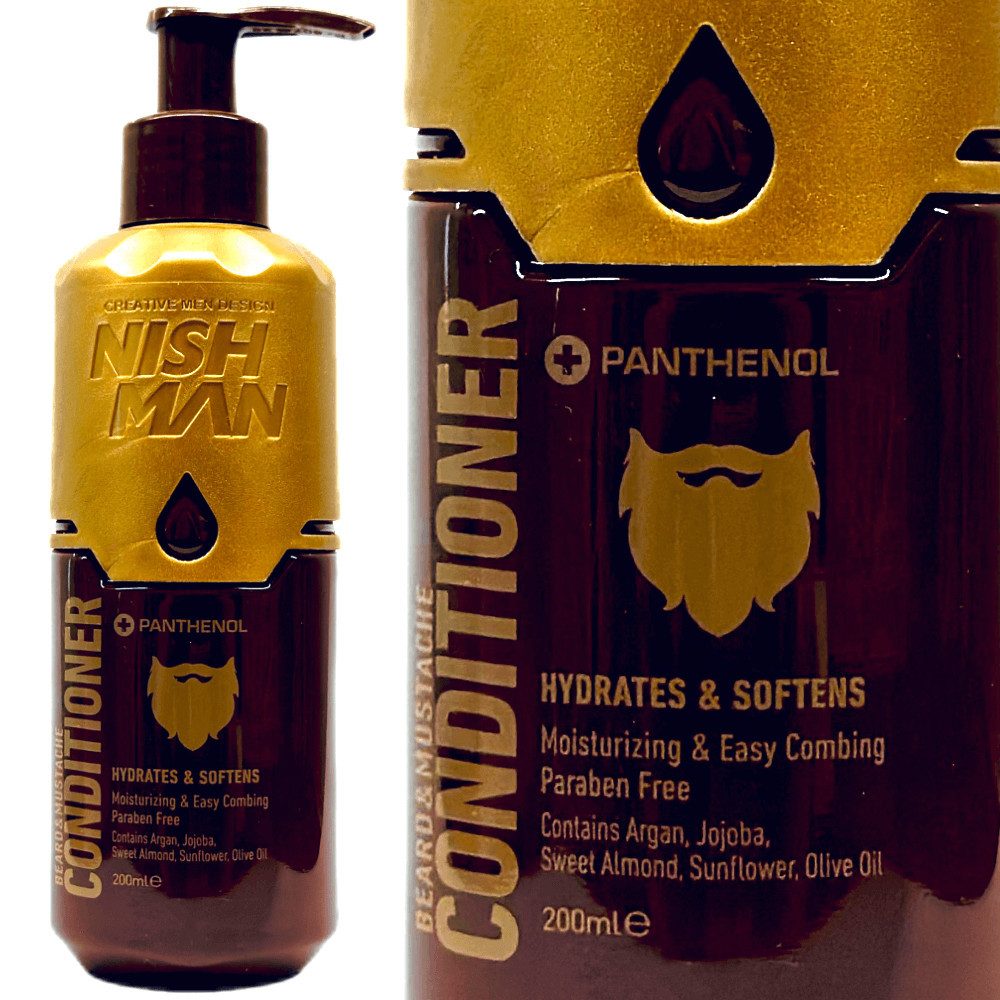 Nishman Bartconditioner Nishman - Beard Conditioner - Bartpflegespülung 200 Ml, 1-tlg., Mit fünf natürlichen Ölen, Pumpspender & für die tägliche Bartpflege