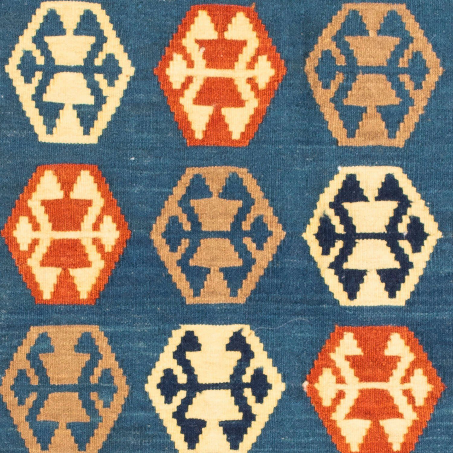 Wollteppich Kelim - Oriental quadratisch, - cm quadratisch x 6 102 mm, 95 Einzelstück Wohnzimmer, - morgenland, dunkelblau, Höhe