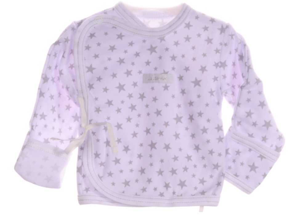 La Bortini Wickelshirt Baby Hemdchen Langarmshirt mit Kratzschutz in Weiß mit Sternchen