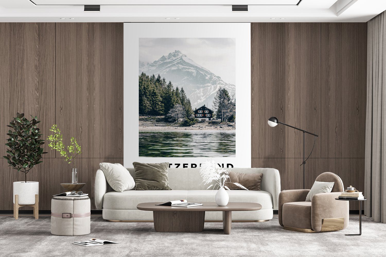 Fototapete See, für Haus Montagefertig Matt, Wohnzimmer, Tapete - (3 St), bedruckt, Wandtapete MuchoWow - Vinyl Schweiz