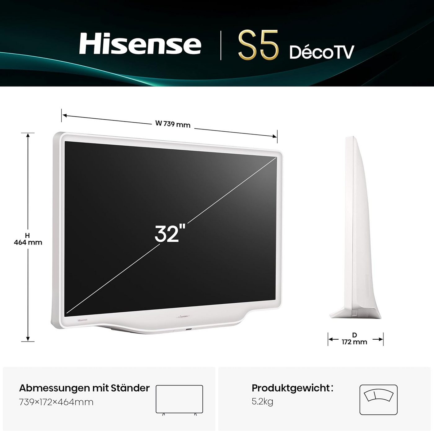 Hisense 32S5Q QLED-Fernseher (80 cm/32 Zoll, Full HD, Smart TV) ! RABATT: 20.01% Hisense 32S5Q QLED-Fernseher (80 cm/32 Zoll, Full HD, Smart TV) ! RABATT: 20.01%