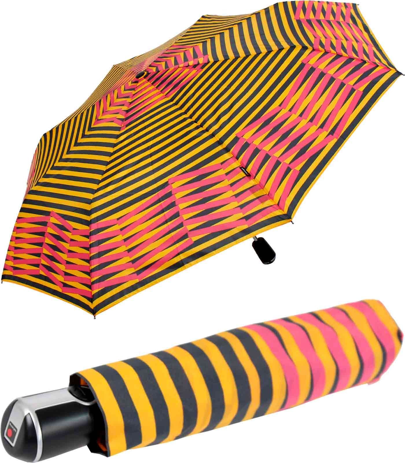 Knirps® Taschenregenschirm Large Duomatic Auf-Zu-Automatik stabile Viper, Begleiter der pink-orange große, - UV-Schutz