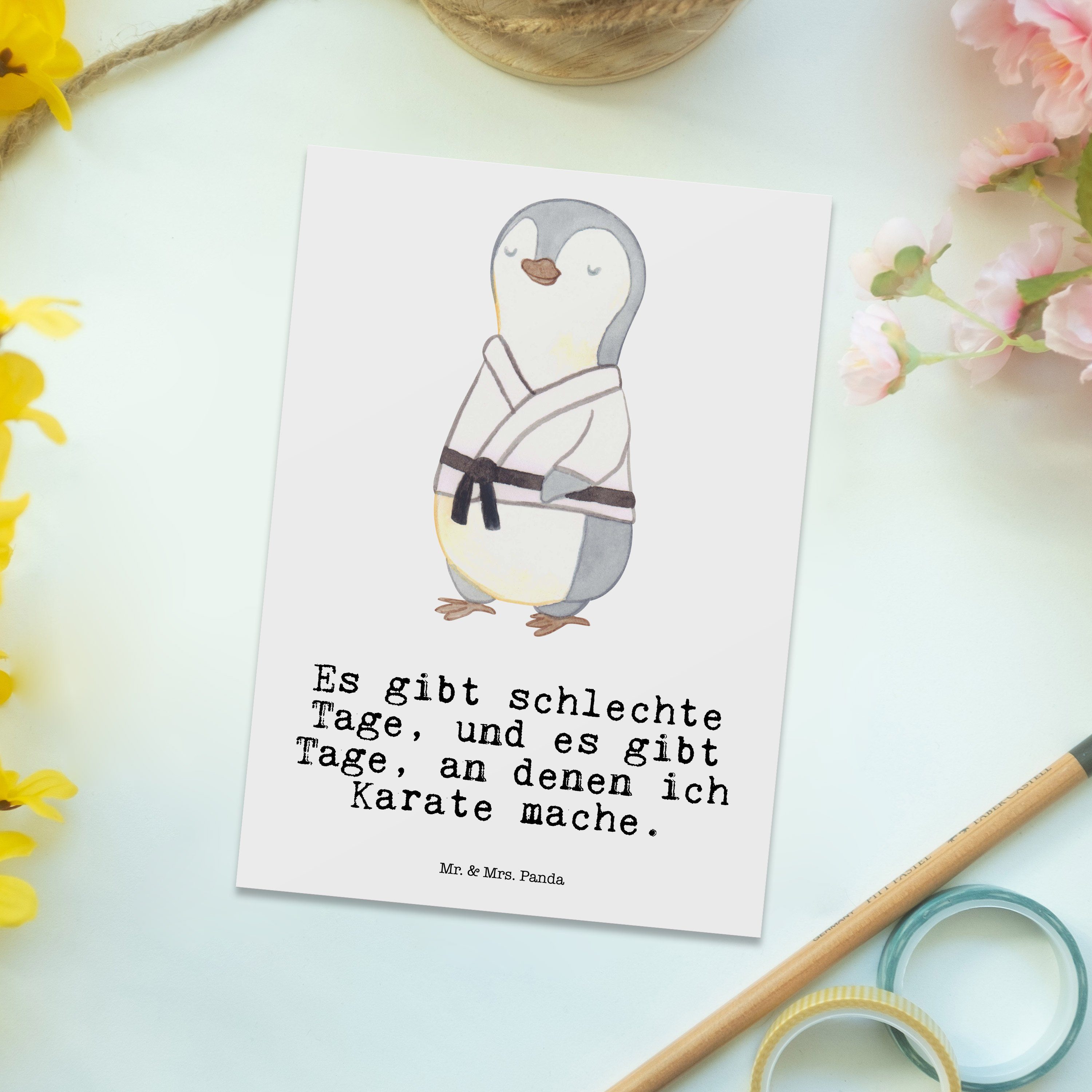 Mr. & Mrs. Panda Postkarte Einladung Pinguin - Geschenk, Selbstverteidigung, - Tage Karate Weiß