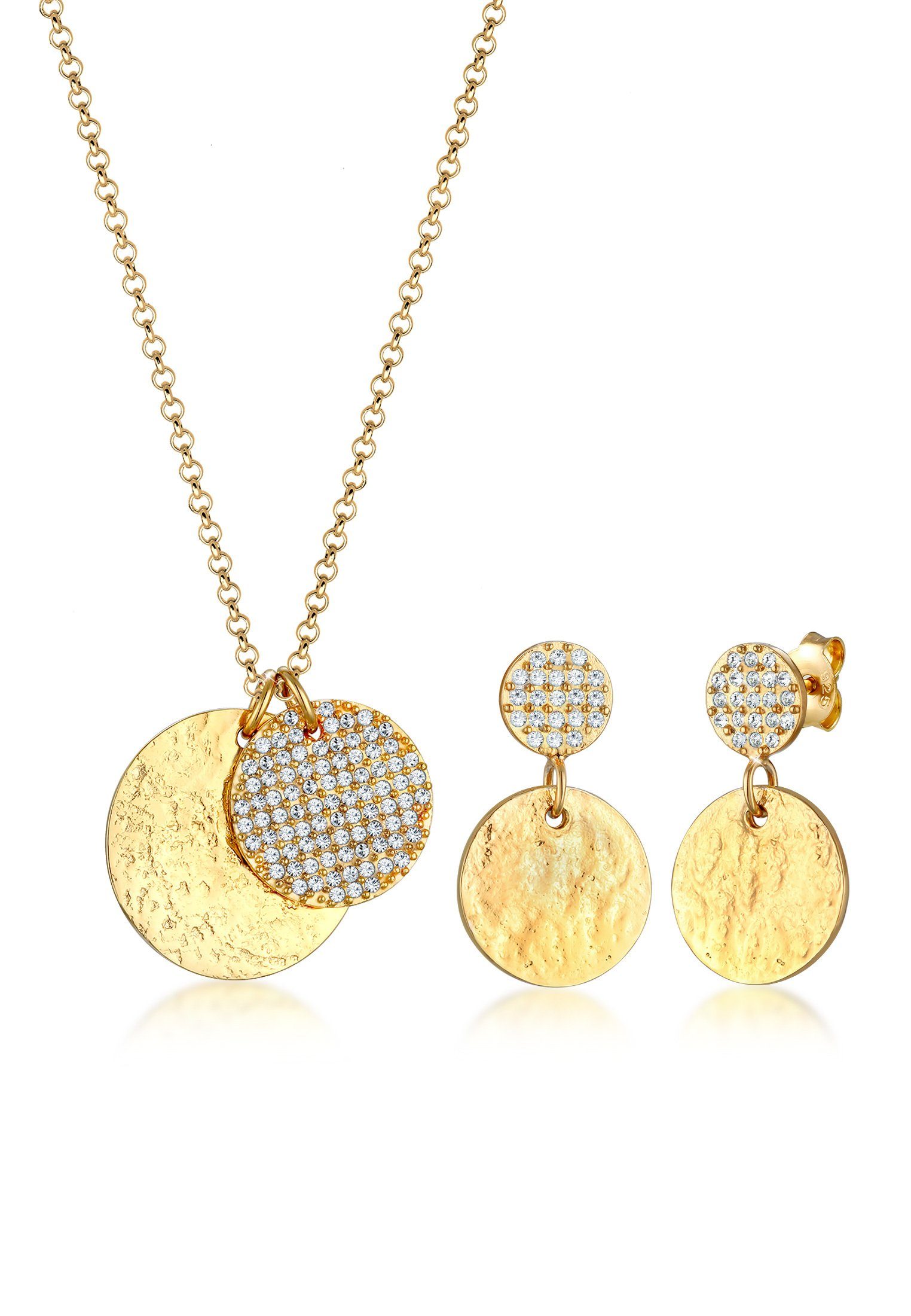 Elli Schmuckset »Ohrhänger Plättchen Swarovski® Kristalle 925 Silber« online kaufen OTTO