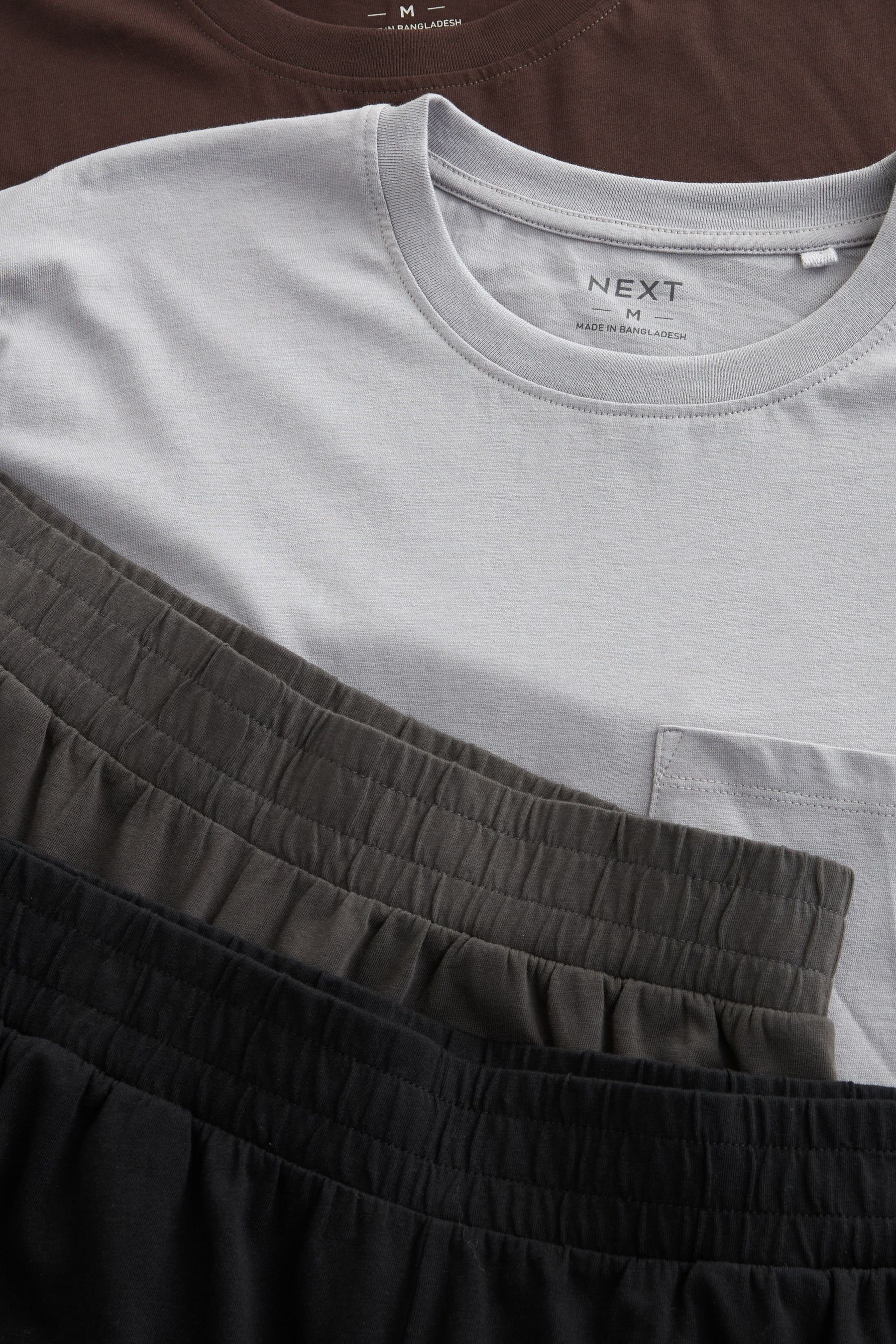 Next Pyjama mit im tlg) 2er-Pack Feingestreifter (4 Grey/Brown Shorts Schlafanzug