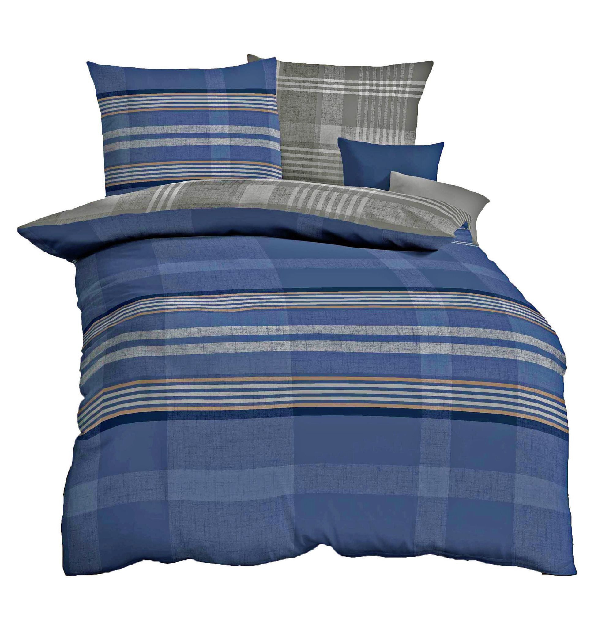 JACK Wendebettwäsche JACK by Kaeppel Fein Biber Wende Bettwäsche 2 tlg. Beyond Blau Grau, Biber, 2 teilig, Kuschelbettwäsche für besonders romantische Stunden