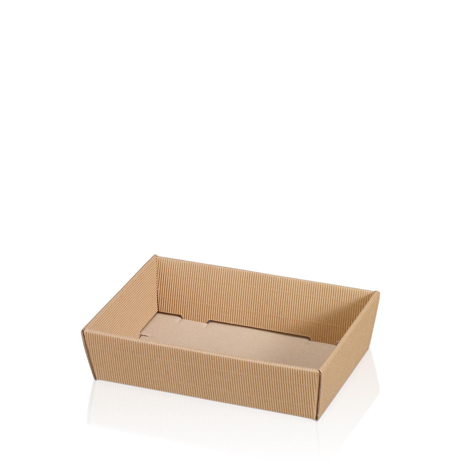 KK Verpackungen Geschenkbox (25 St), 25 x Präsentkorb Geschenkkorb 220x150x55 mm offene Welle Natur