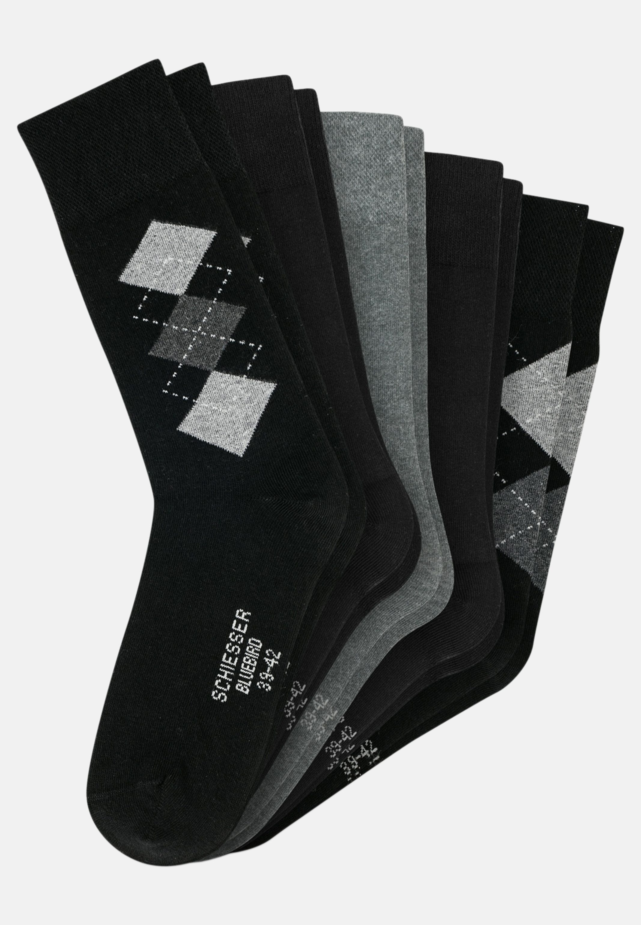 Schiesser Langsocken 10er Pack Bluebird (Spar-Set, 10-Paar) Socken - Baumwolle - Atmungsaktiv - Druckfreier, bequemer Bund