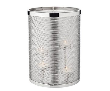 EDZARD Windlicht Hera, Teelichthalter aus Glas mit Silber-Optik, Kerzenhalter für Teelichter, Kerzenglas für Maxi-Teelichter, Höhe 35 cm, Ø 25 cm