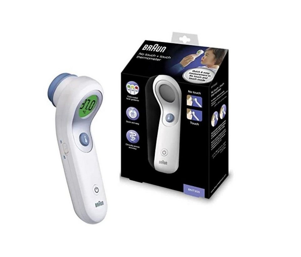 Braun Stirn-Fieberthermometer No touch + touch Stirnthermometer - BNT300,  Mit Position Check™ - Anleitung für genaue Messwerte, Innovativer  Messsensor für ein genaueres und schnelles Messergebnis