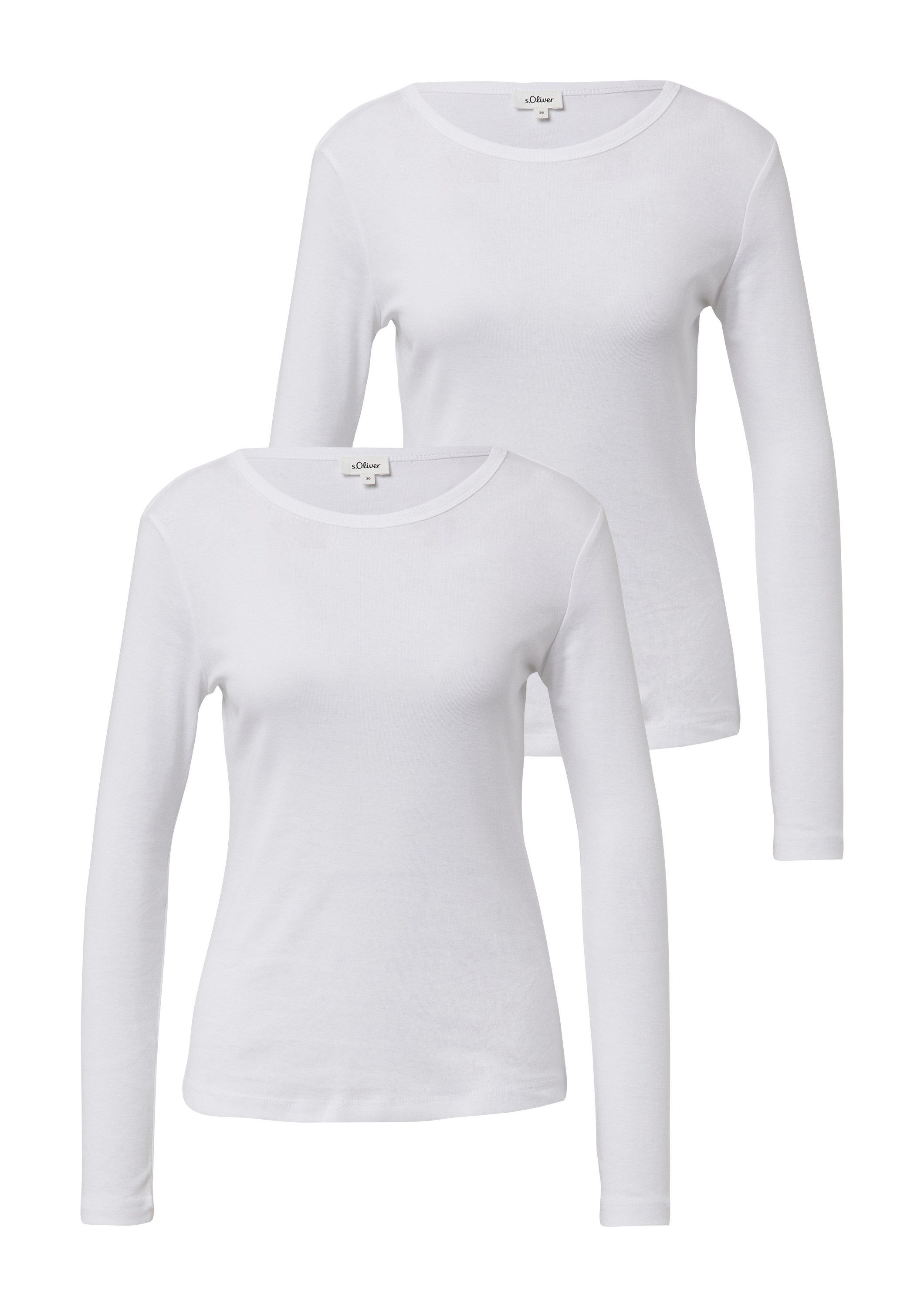 s.Oliver Langarmshirt T-Shirt Geripptes Slim-Fit-Longsleeve im 2er-Pack