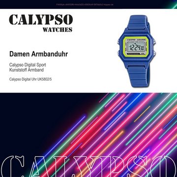 CALYPSO WATCHES Digitaluhr Calypso Unisex Uhr Digital K5802/5, Damen, Herrenuhr eckig, mittel (ca. 33mm) Kunststoffband, Sport-Style