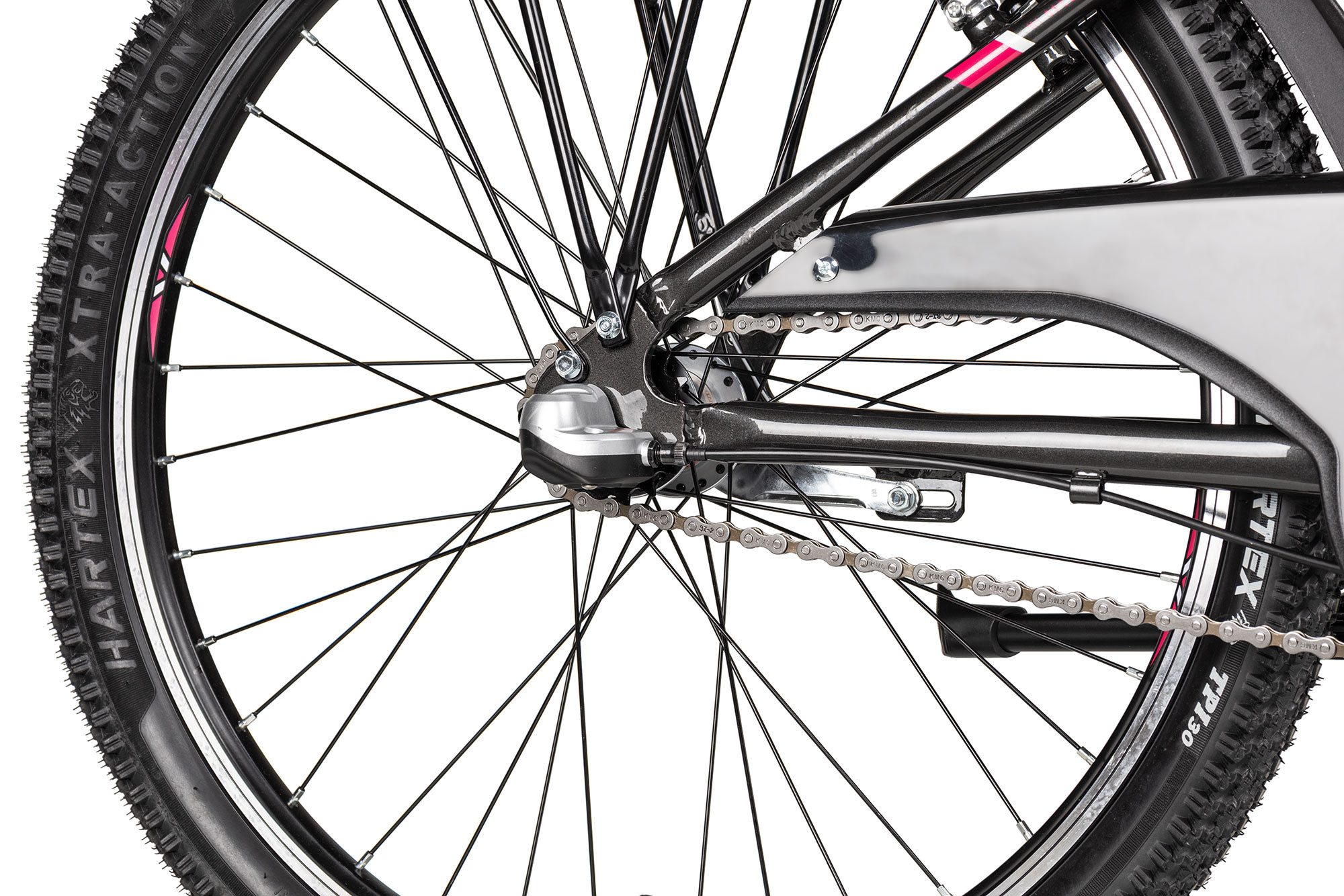 Axess Kinderfahrrad Adventure 3 24 Trapez, 3 Gang Shimano Nexus 3 Rücktritt Schaltwerk, Nabenschaltung Rücktritt, Nebenschaltung Rücktritt violett/rosa