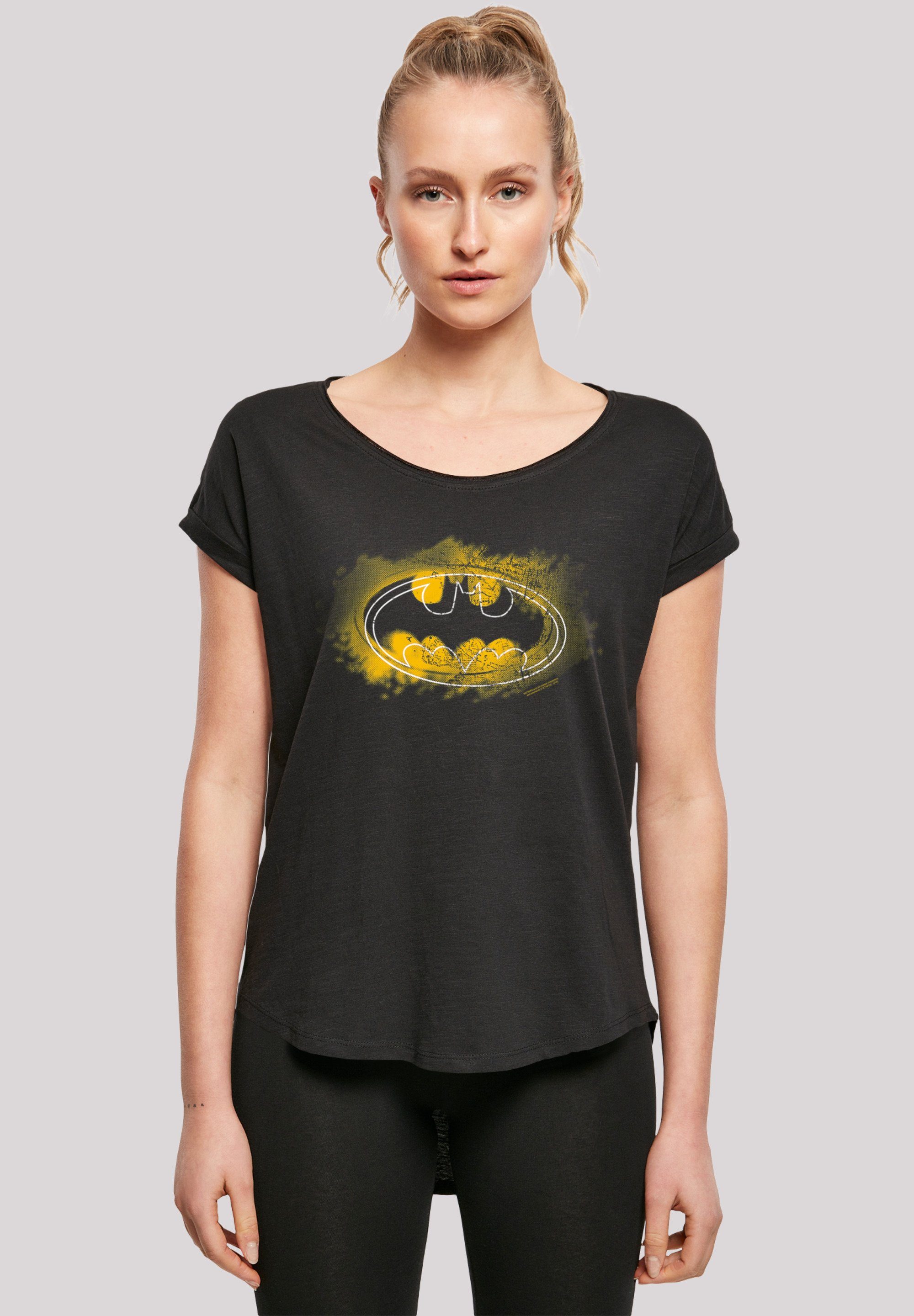 Tragekomfort Logo Baumwollstoff F4NT4STIC weicher Comics Spray Sehr T-Shirt hohem Batman Print, mit DC