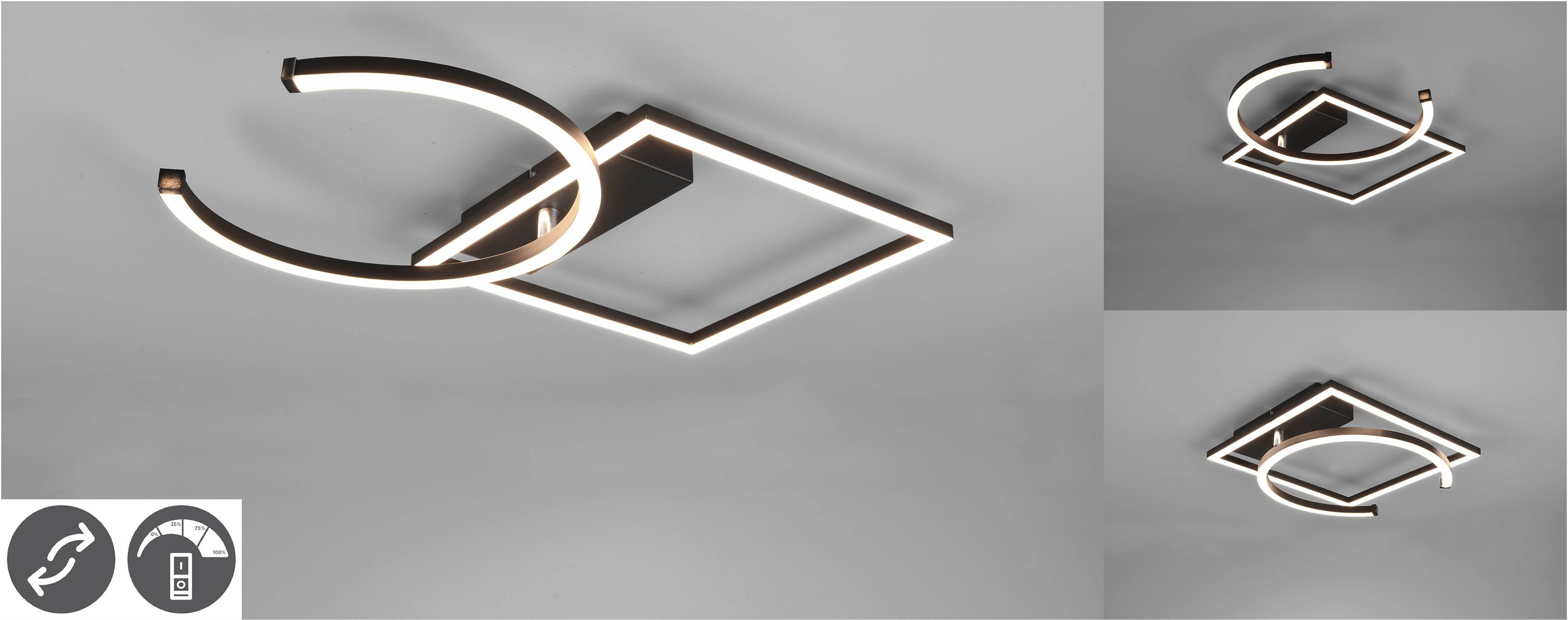 dimmbar, zur Wandschalter integriert, Leuchten Helligkeitsstufen, über TRIO geeignet mehrere LED Wand-und Deckenleuchte Deckenmontage Warmweiß, fest PIVOT, LED