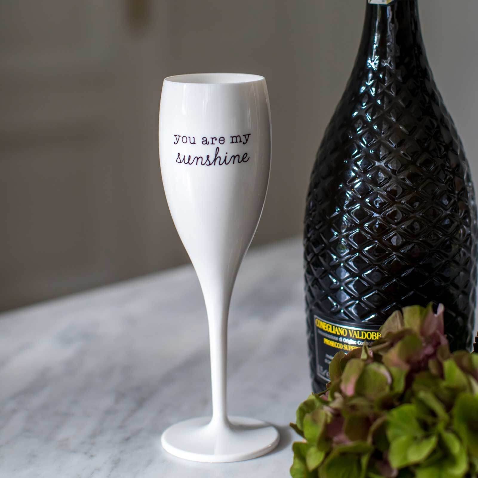 KOZIOL Sektglas CHEERS NO. 1 Sektglas Superglas mit Druck 100 ml, 1-tlg., Kunststoff