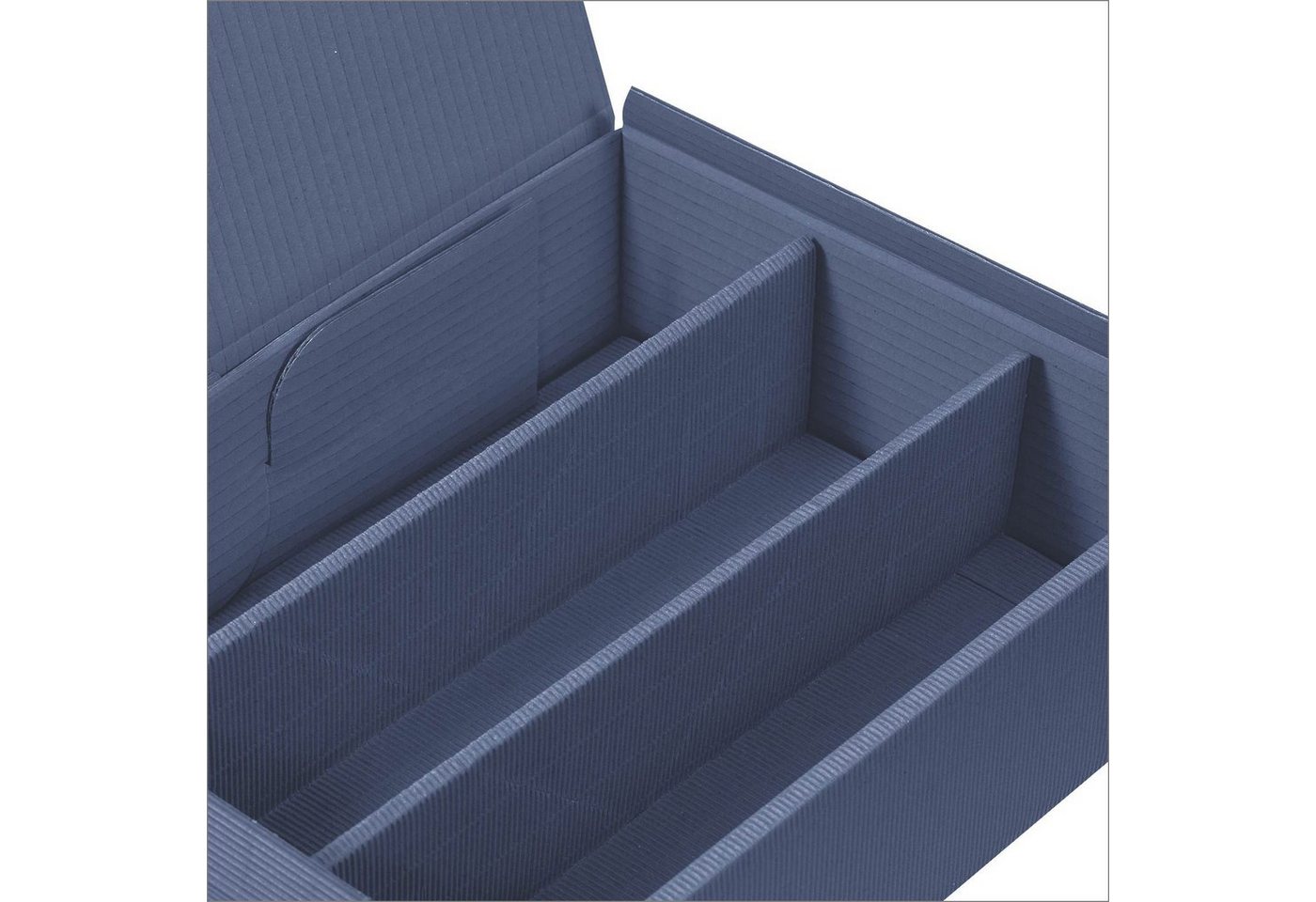 Thumbnail - KK Verpackungen Geschenkbox (500 St), 500 x Präsentkarton für 3 Flaschen 360x250x90 mm offene Welle Blau