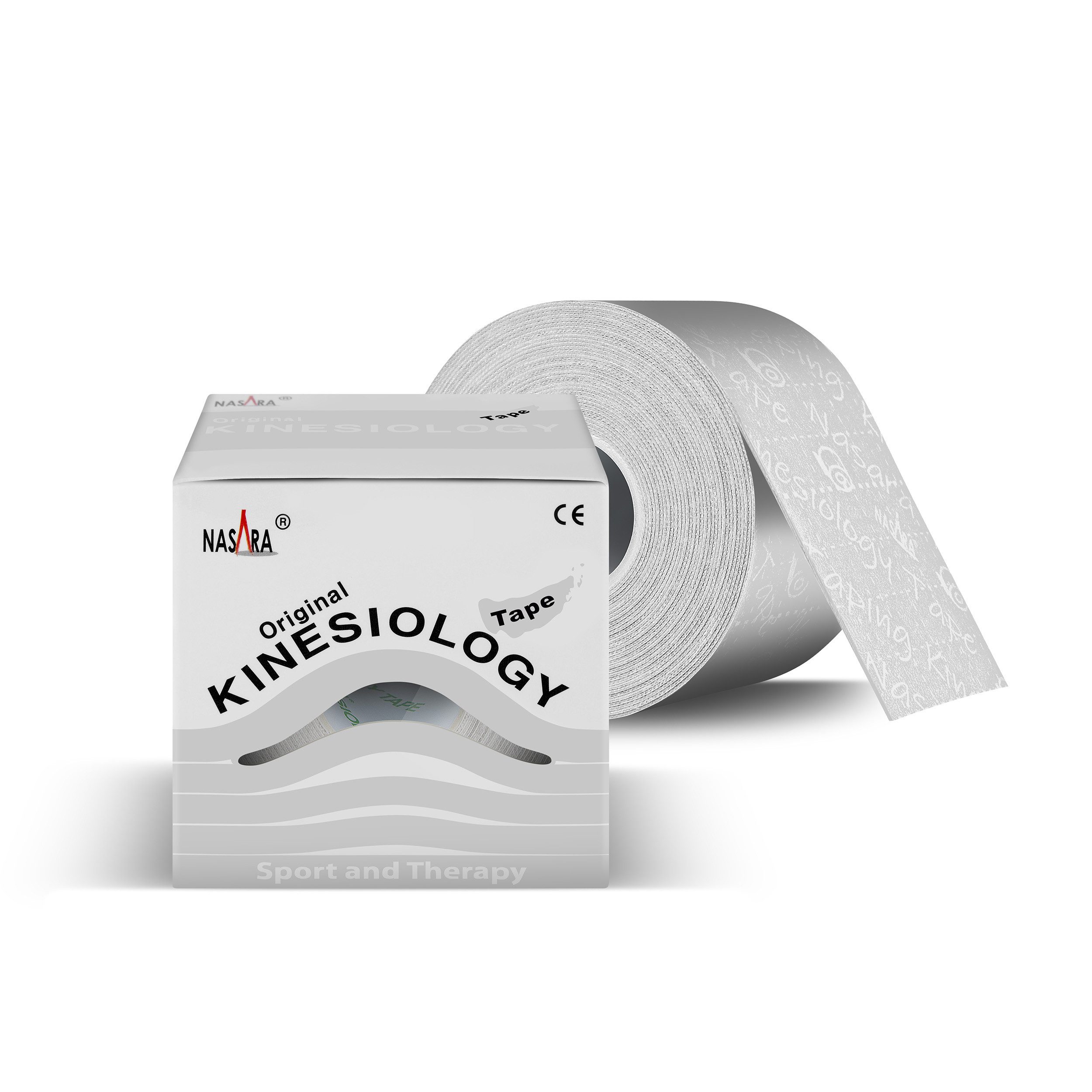 NASARA Kinesiologie-Tape 5m x 5 cm Rolle Sport- und Pysiotape mit langer Haftdauer in Weiß 5m x 50 mm