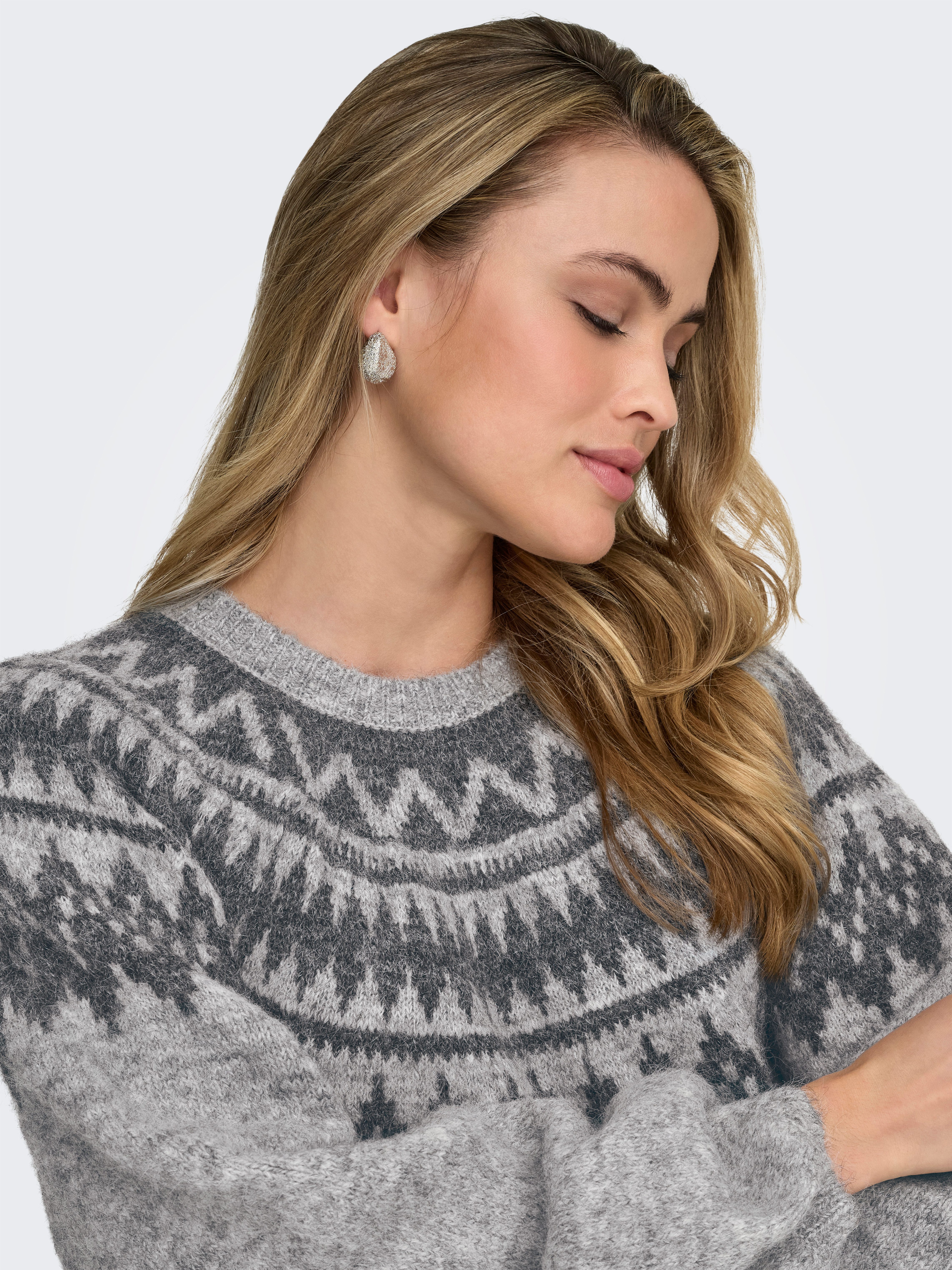 ONLY Strickpullover ONLREYKJA LS O-NECK KNT mit Wolle und Stretchanteil