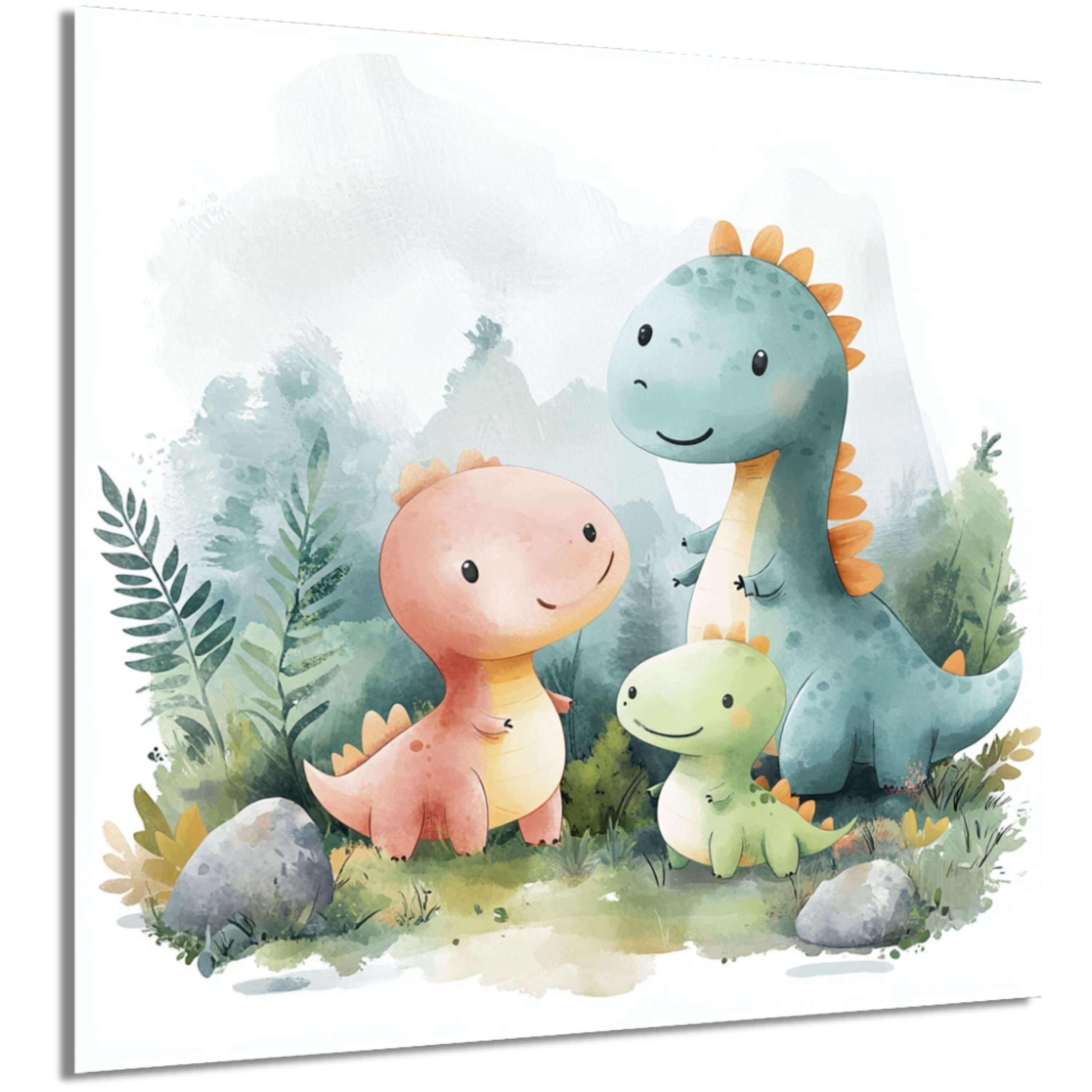 DARO Design Leinwandbild Modern Abstrakt Wandbilder XXL Wandbild Wand Deko Leinwand Bilder, (rosa Dinos - Bild Groß Wohnzimmer Schlafzimmer Küche Esszimmer Einteilig Querformat Fotodruck Leinwände Wanddeko Abstrakte Kunst Boho), 30x30cm