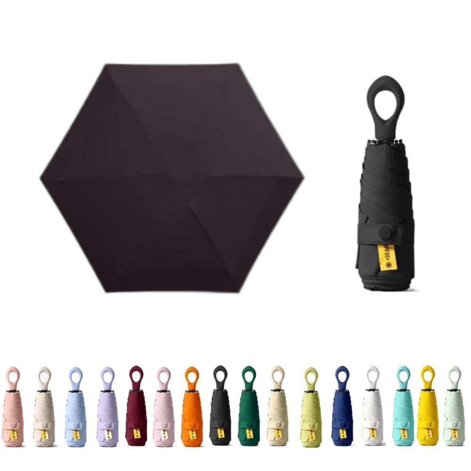 LuxusKollektion Taschenregenschirm Mini Sonnenschirm faltbar UV Schutz Schwarz
