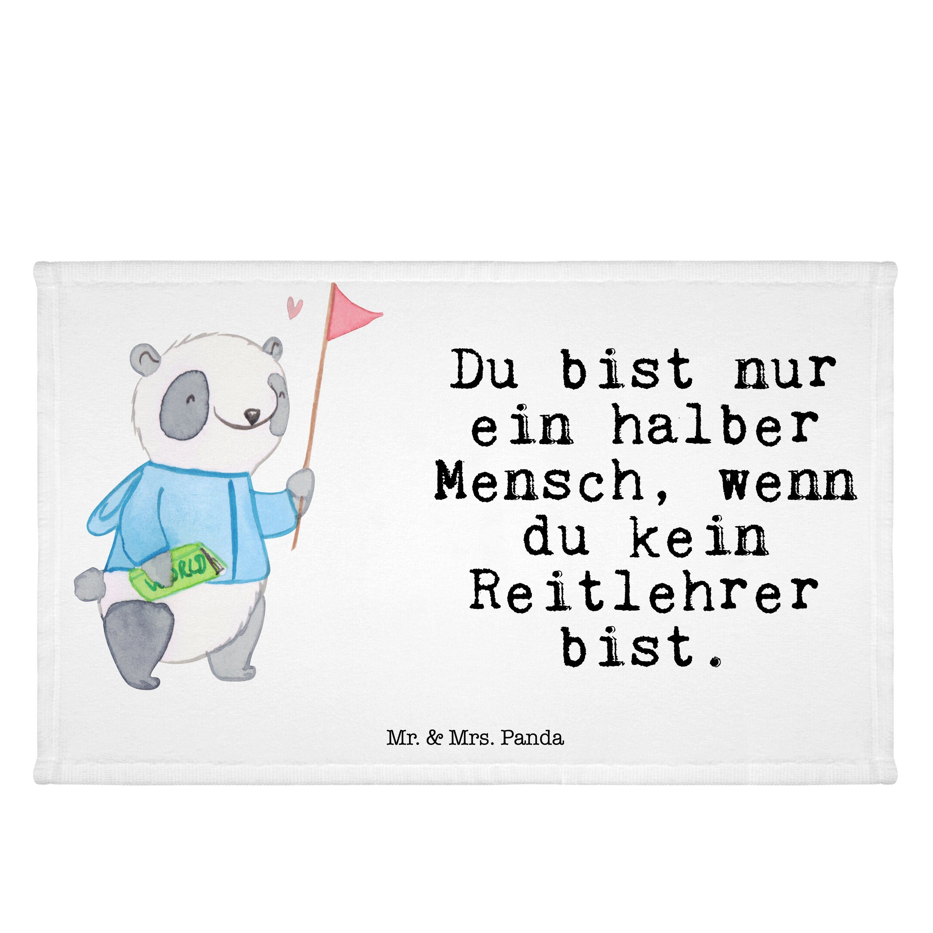 Mr. & Mrs. Panda Handtuch Reitlehrer mit Herz - Weiß - Geschenk, Kollege, Reisehandtuch, Sport, (1-St)