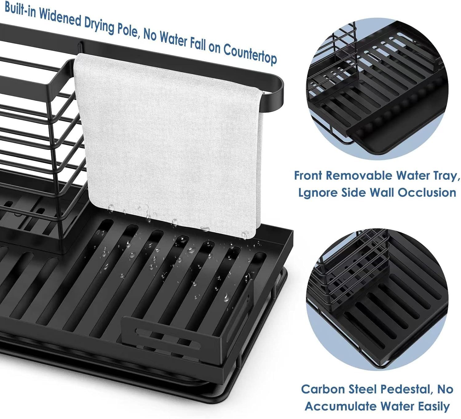 Refined Living Küchenorganizer-Set Spülbecken Organizer Küchen, Spüllappenhalter mit Abflusspfanne, (Schwammhalter, Spülmittel Halterung Küche, Waschbecken Abwa – Bild 4 von 5