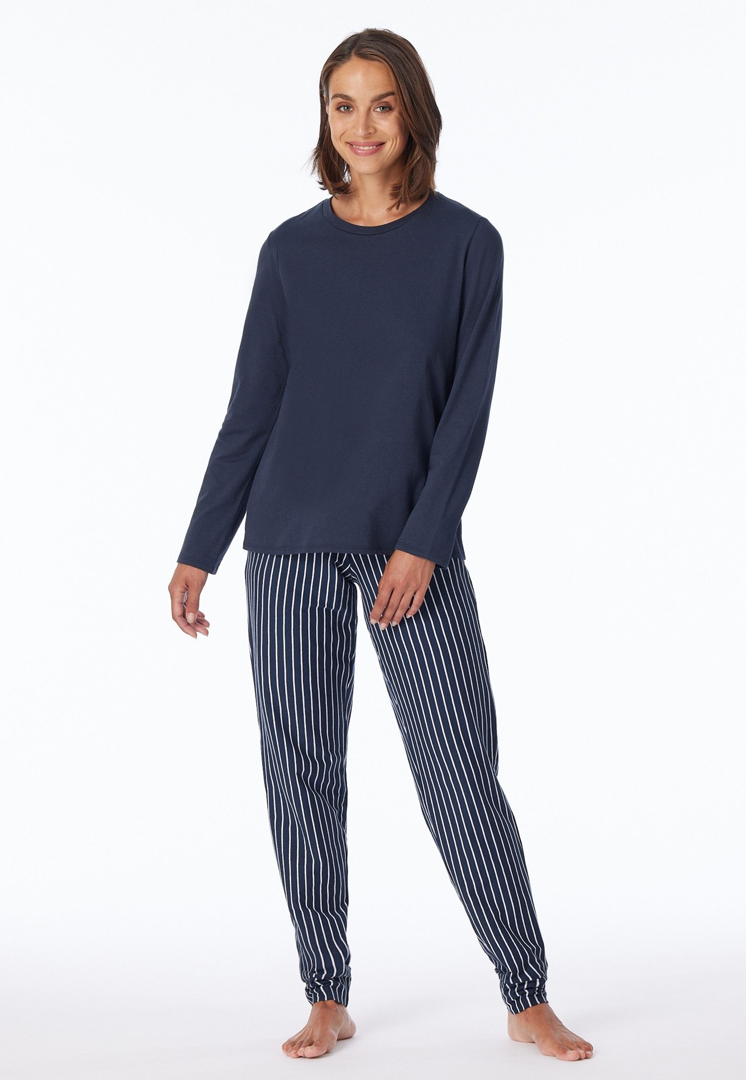 uncover by SCHIESSER Schlafanzug Uncover Nightwear (2 tlg) mit Rundhalsausschnitt, Langarm, Single Jersey-Qualität